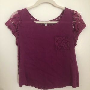 Lace Button Back Blouse